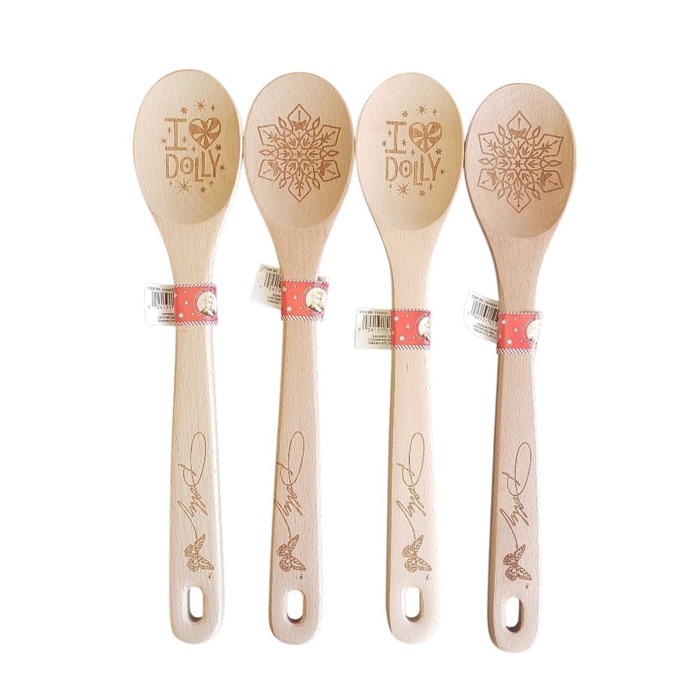 4 Dolly Parton DG CHRISTMAS Wooden Spoon FULL SET Holly Dolly Love Baking  New